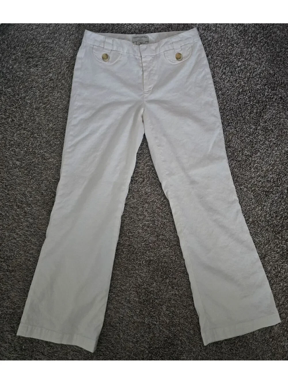 Banana Republic White Linen Blend Stretch Pants Size 2